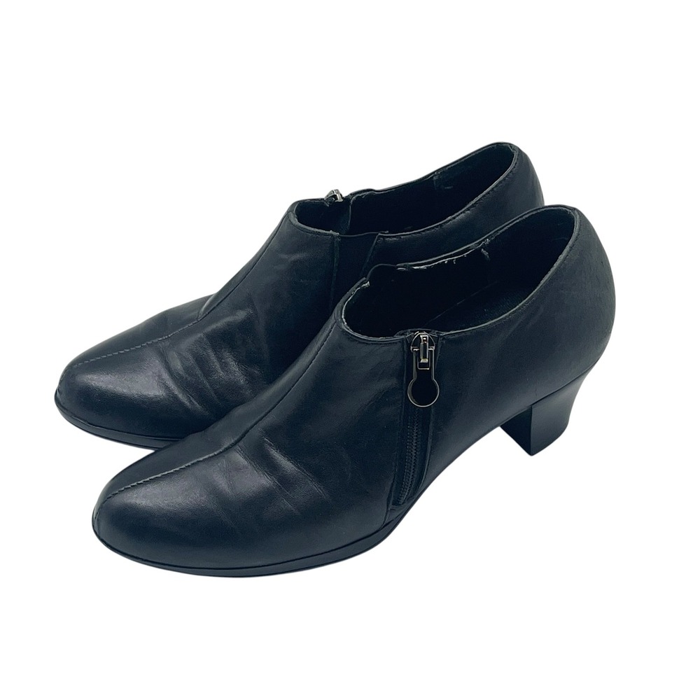 Munro American Women's Black Leather Side Zip Ankle Boots Comfort Shoes Sz 6